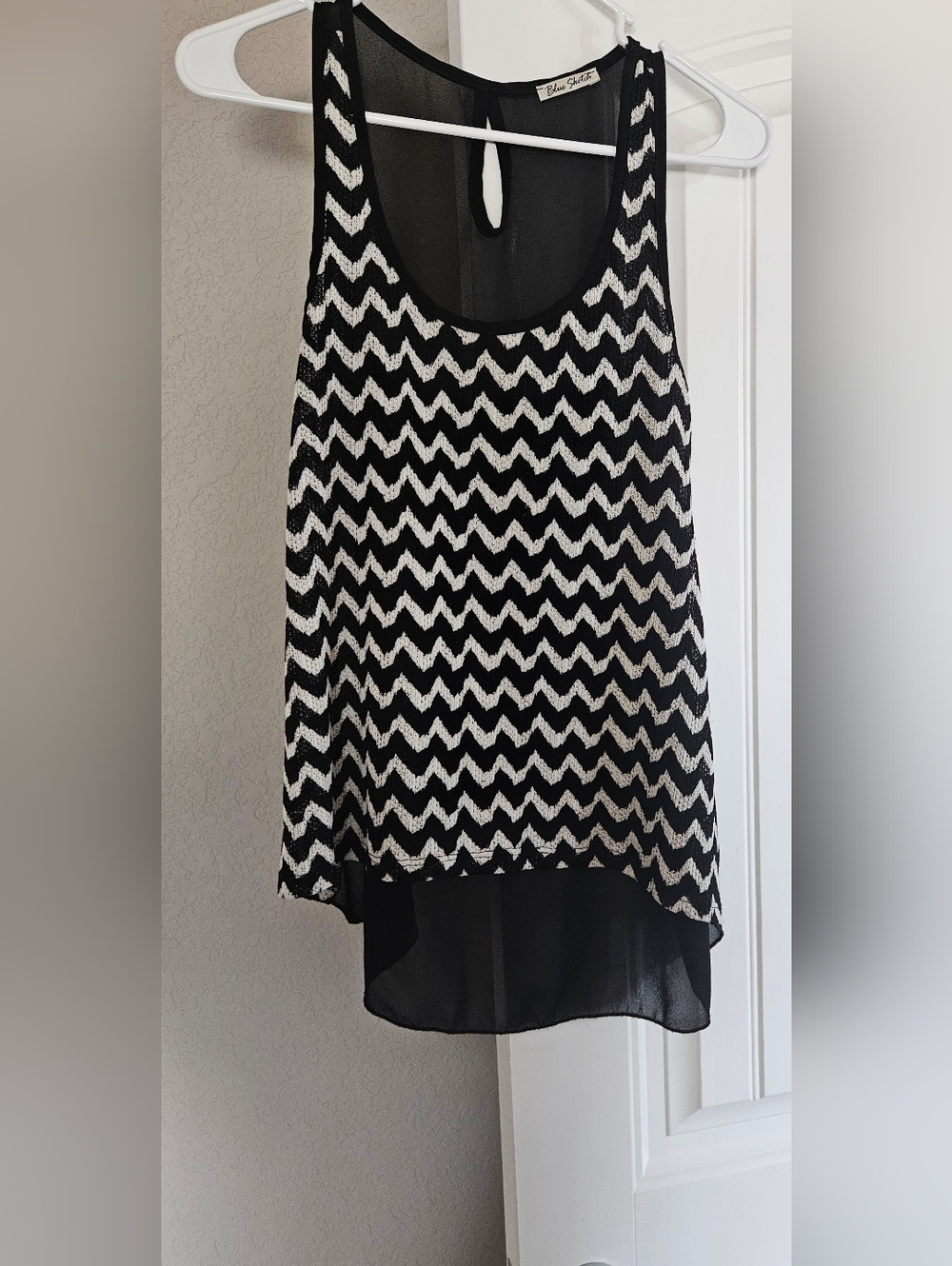 Chevron Knit Front Sleeveless Layered Tank